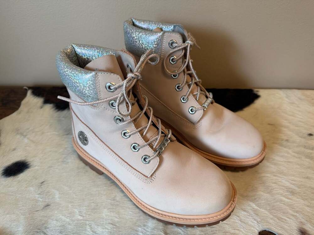 Timberland Heritage Boots Light Pink Silver Glitter Size 7